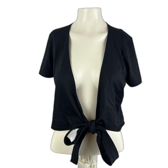 PINK Victoria's Secret Tops - Victoria’s Secret Pink Ultimate Fitted Open Tie Waist Yoga Crop Top Black Medium